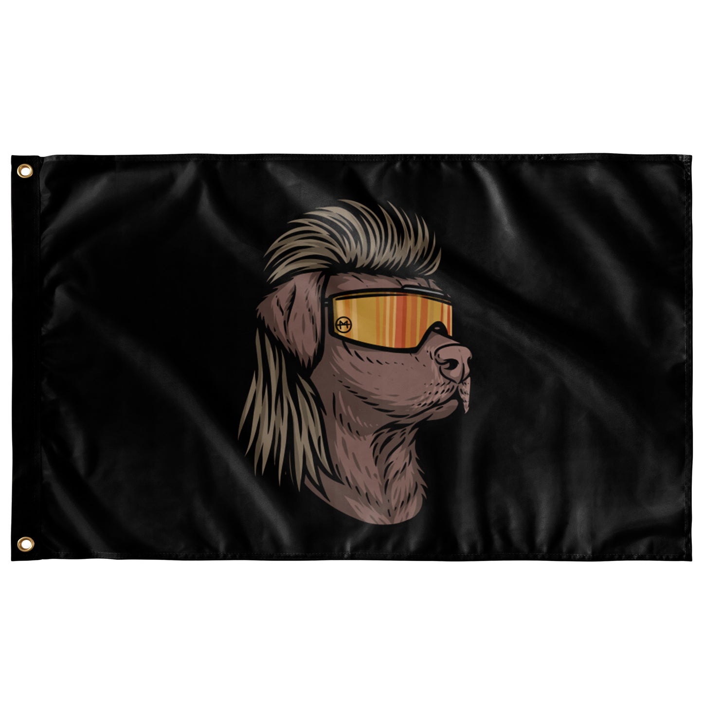 Chocolate Lab Mullet Flag - Black