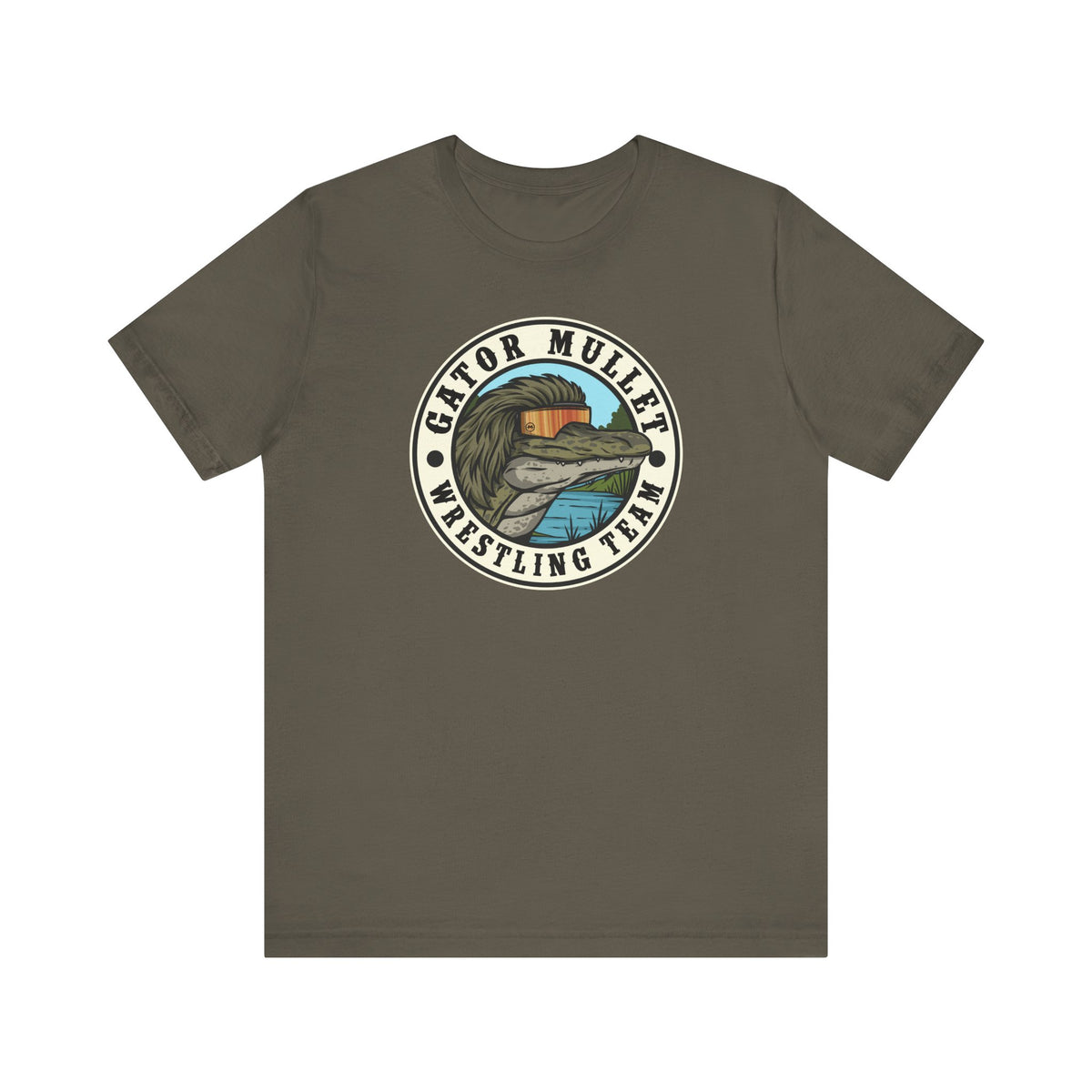 Gator Mullet Wrestling Team Badge Tee