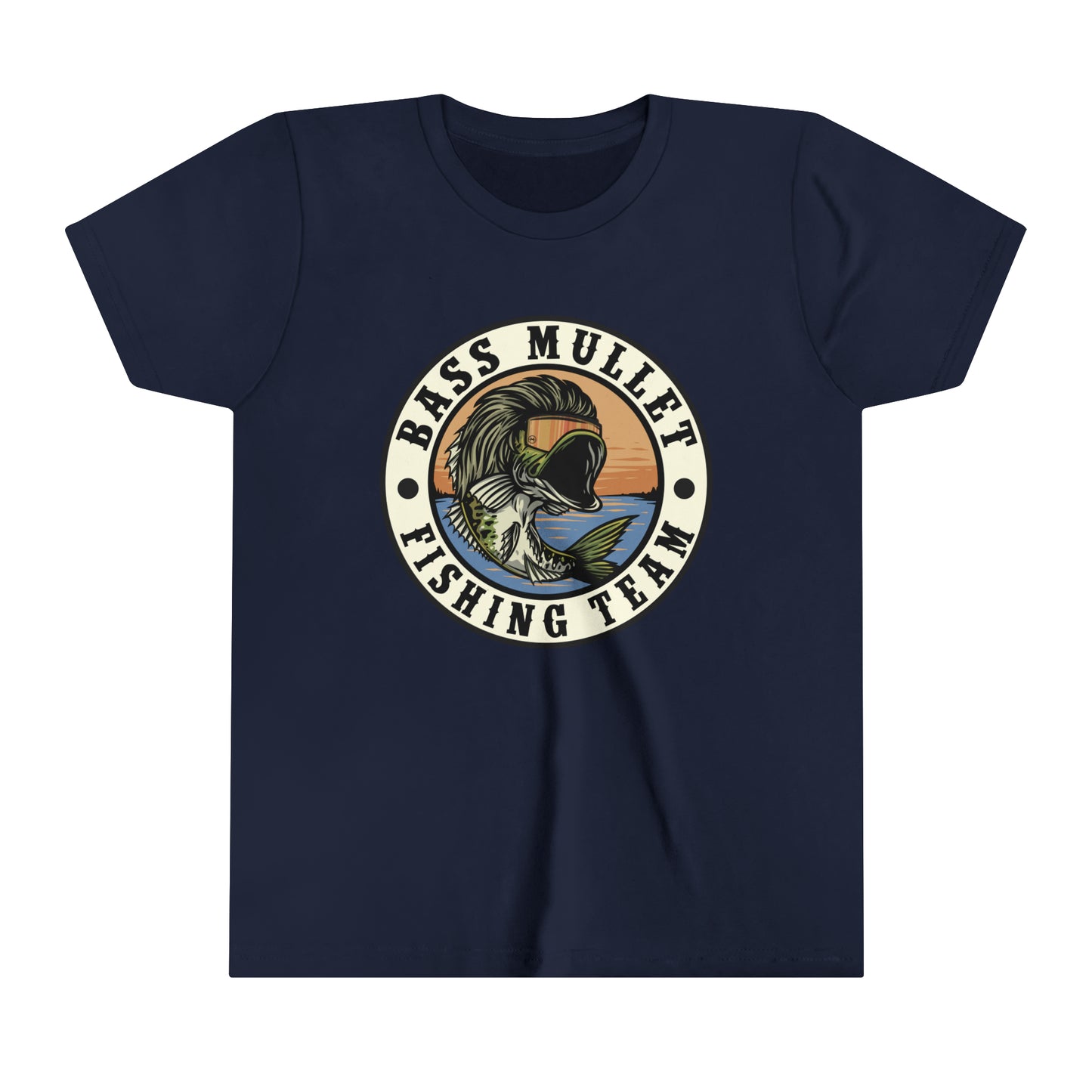 Bass Mullet Fishing Team Badge Youth Tee