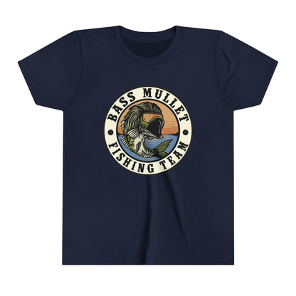 Bass Mullet Fishing Team Badge Youth Tee